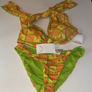 Dippin' Daisy's Floral Bikini in Green and Yellow
